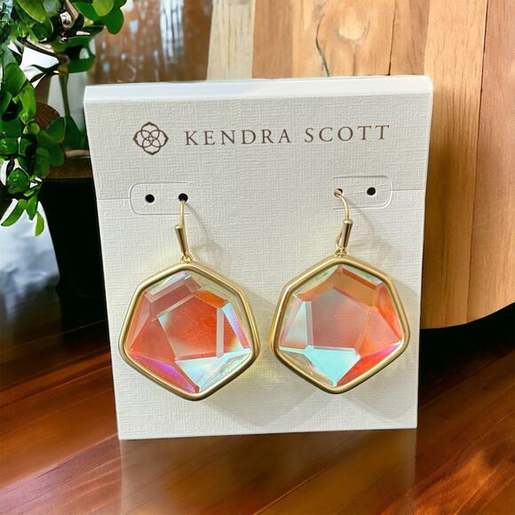 *SOLD* NWT! Kendra Scott Vanessa 14K Goldplated & Glass Drop Earrings - Picture 2 of 5